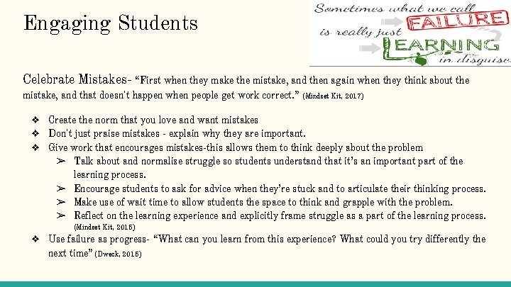 Engaging Students Celebrate Mistakes- “First when they make the mistake, and then again when
