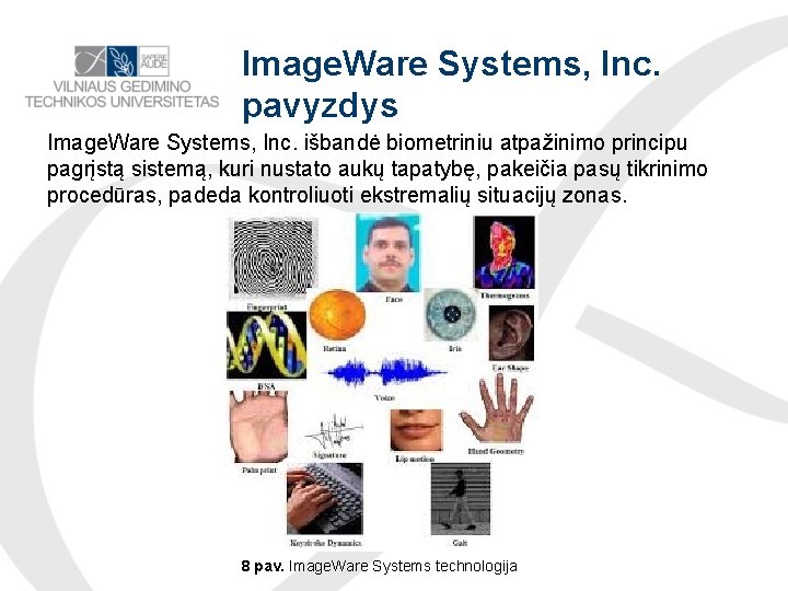 Image. Ware Systems, Inc. pavyzdys Image. Ware Systems, Inc. išbandė biometriniu atpažinimo principu pagrįstą