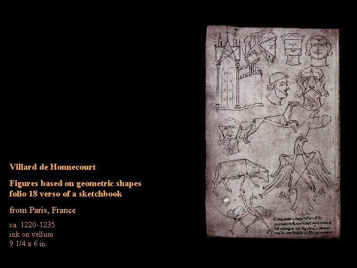 Villard de Honnecourt Figures based on geometric shapes folio 18 verso of a sketchbook