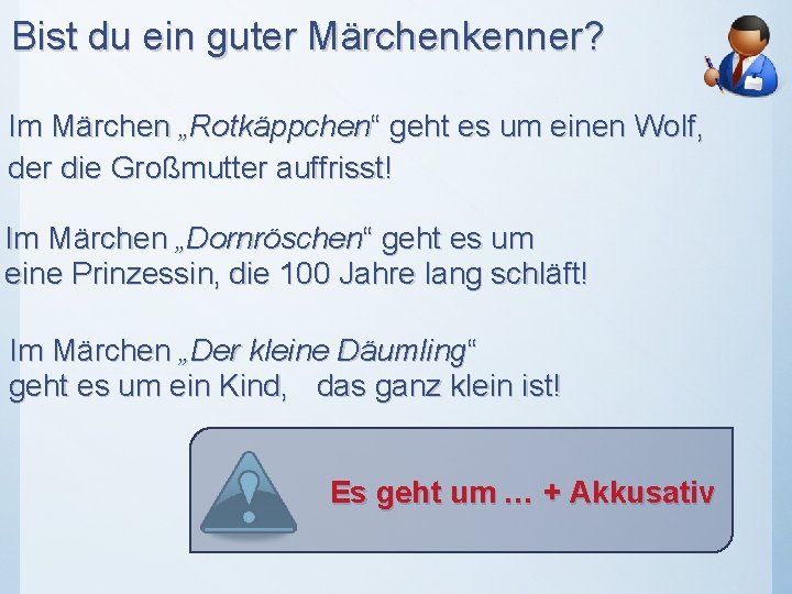 Bist du ein guter Märchenkenner? Im Märchen „Rotkäppchen“ geht es um einen Wolf, der