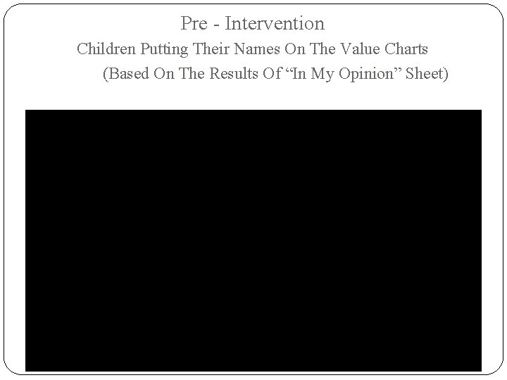 Pre - Intervention Children Putting Their Names On The Value Charts (Based On The