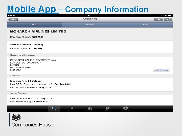 Mobile App – Company Information 