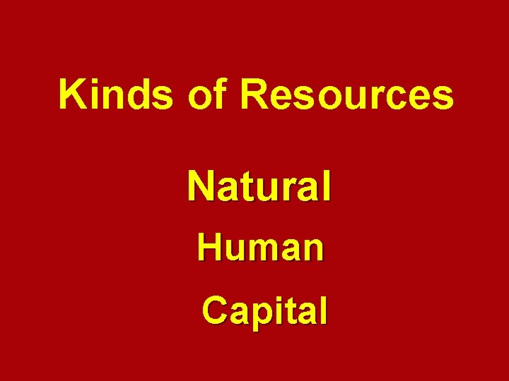 Kinds of Resources Natural Human Capital 