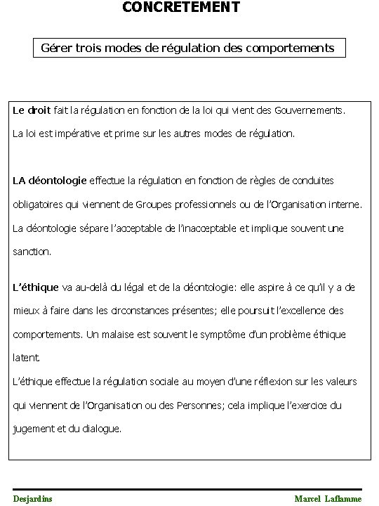 CONCRÈTEMENT Gérer trois modes de régulation des comportements Le droit fait la régulation en