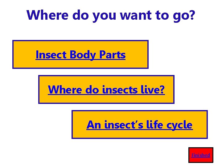 Where do you want to go? Insect Body Parts Where do insects live? An