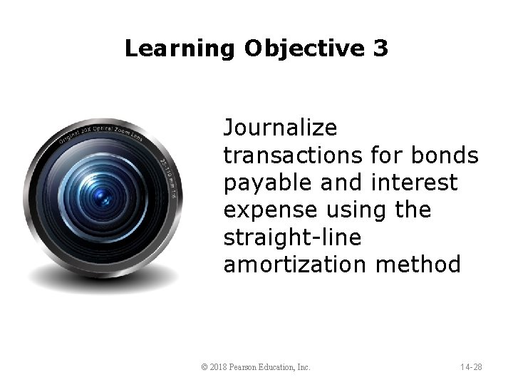 Learning Objective 3 Journalize transactions for bonds payable and interest expense using the straight-line