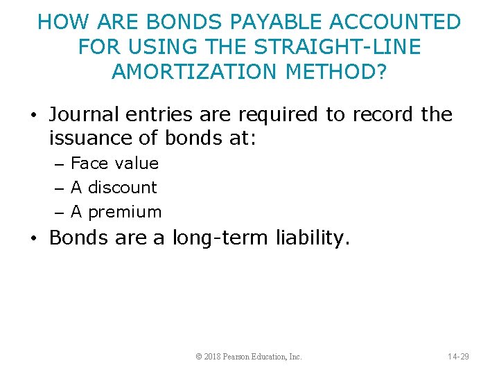 HOW ARE BONDS PAYABLE ACCOUNTED FOR USING THE STRAIGHT-LINE AMORTIZATION METHOD? • Journal entries
