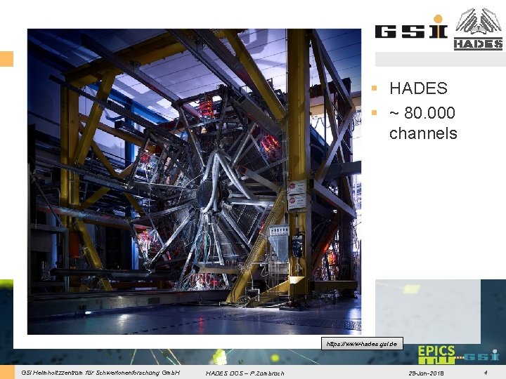 § HADES § ~ 80. 000 channels https: //www-hades. gsi. de GSI Helmholtzzentrum für