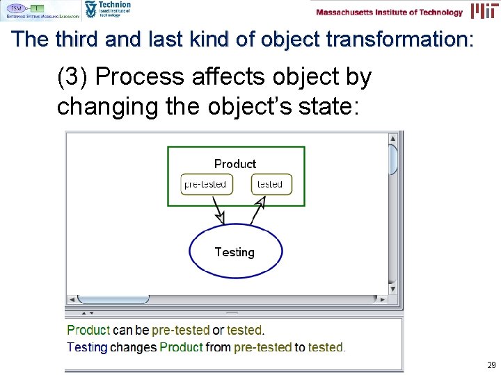The third and last kind of object transformation: (3) Process affects object by changing The third and last kind of object transformation: (3) Process affects object by changing