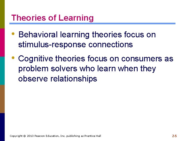 Theories of Learning • Behavioral learning theories focus on stimulus-response connections • Cognitive theories Theories of Learning • Behavioral learning theories focus on stimulus-response connections • Cognitive theories