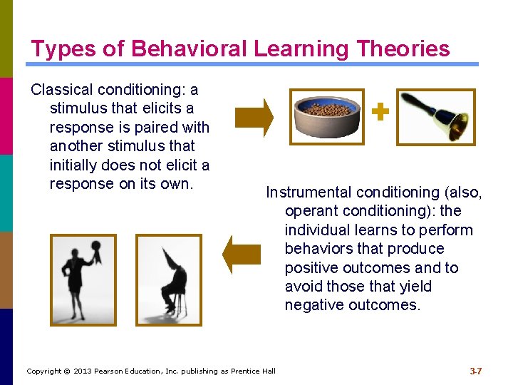Types of Behavioral Learning Theories Classical conditioning: a stimulus that elicits a response is Types of Behavioral Learning Theories Classical conditioning: a stimulus that elicits a response is