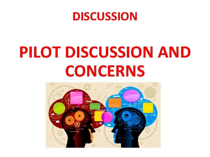 DISCUSSION PILOT DISCUSSION AND CONCERNS 