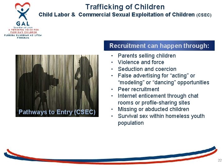 Trafficking of Children Child Labor & Commercial Sexual Exploitation of Children (CSEC) Recruitment can