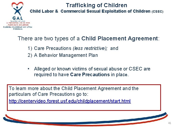Trafficking of Children Child Labor & Commercial Sexual Exploitation of Children (CSEC) There are