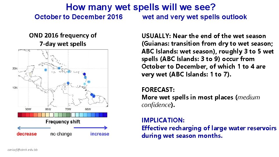 How many wet spells will we see? October to December 2016 OND 2016 frequency