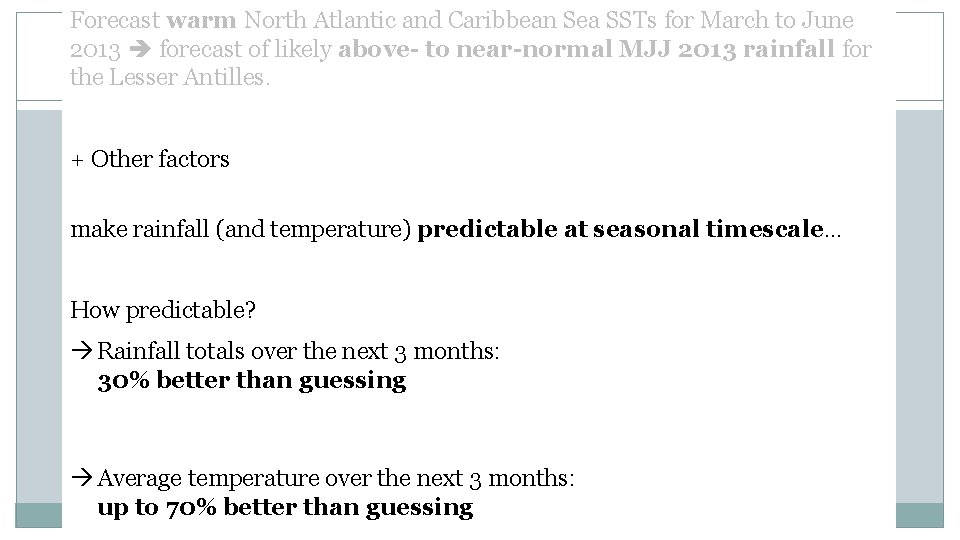 Forecast warm North Atlantic and Caribbean Sea SSTs for March to June 2013 forecast