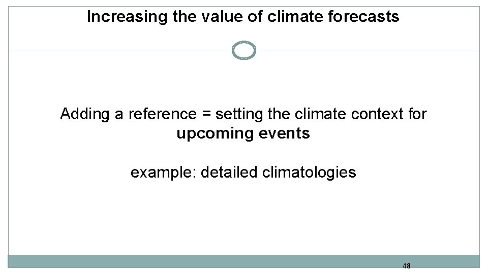 Increasing the value of climate forecasts Adding a reference = setting the climate context