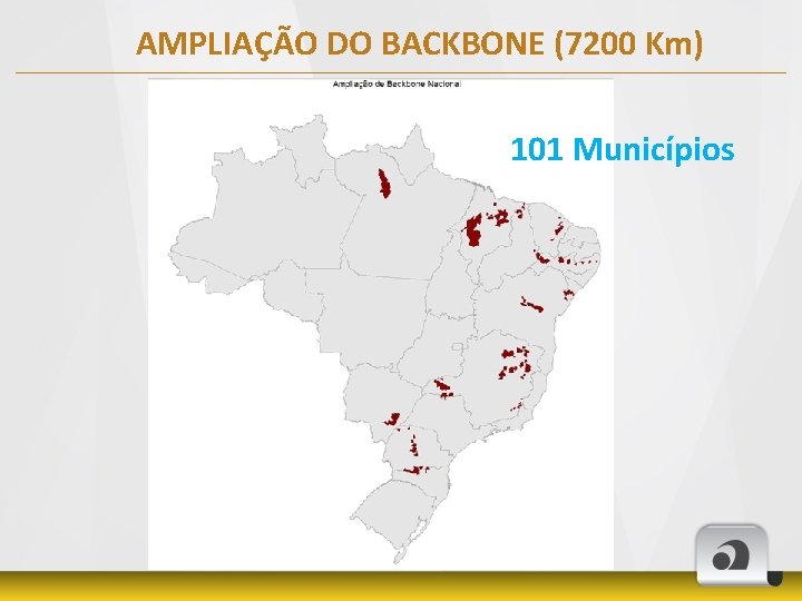 AMPLIAÇÃO DO BACKBONE (7200 Km) 101 Municípios 