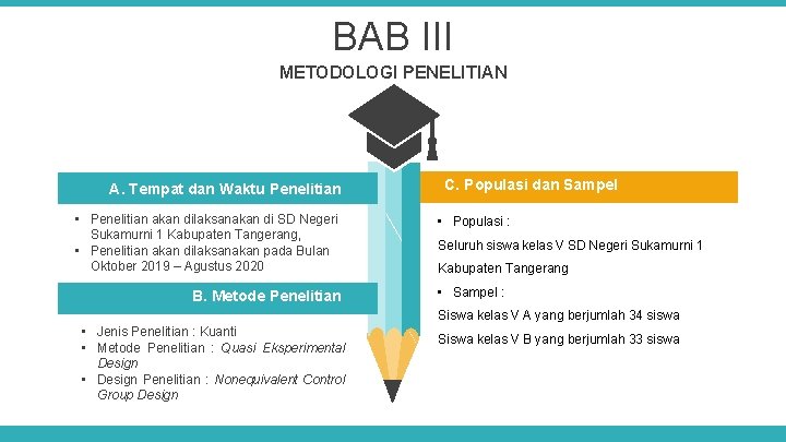 BAB III METODOLOGI PENELITIAN A. Tempat dan Waktu Penelitian • Penelitian akan dilaksanakan di