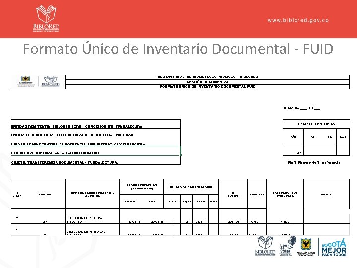 Formato Único de Inventario Documental - FUID 