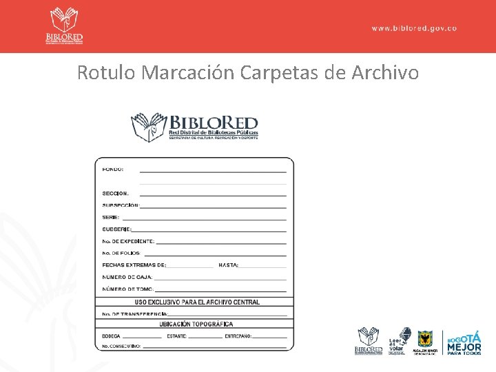 Rotulo Marcación Carpetas de Archivo 