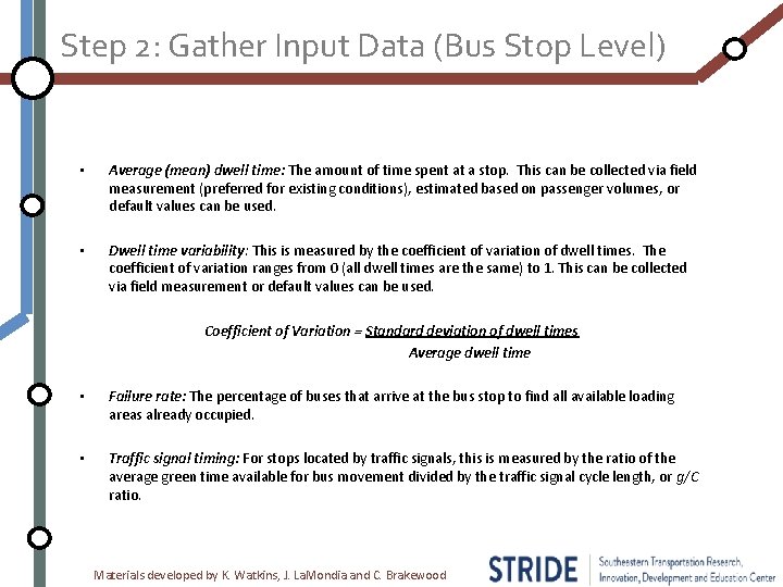 Step 2: Gather Input Data (Bus Stop Level) • Average (mean) dwell time: The