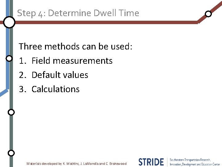 Step 4: Determine Dwell Time Three methods can be used: 1. Field measurements 2.