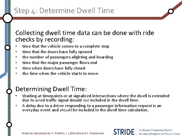 Step 4: Determine Dwell Time Collecting dwell time data can be done with ride