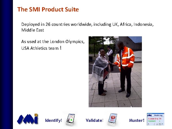 The SMI Product Suite Deployed in 26 countries worldwide, including UK, Africa, Indonesia, Middle