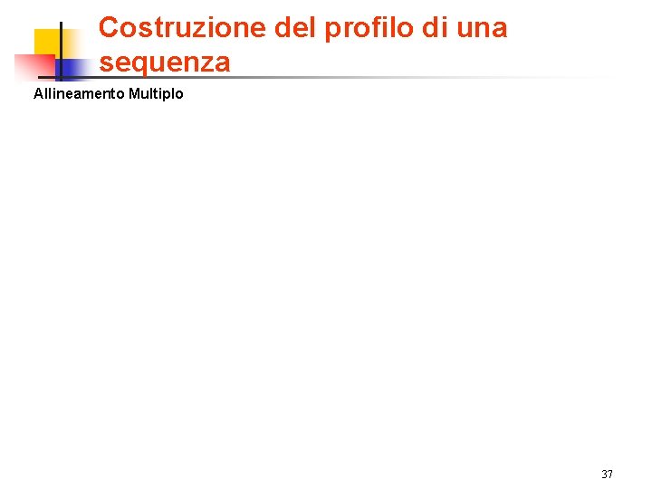 Costruzione del profilo di una sequenza Allineamento Multiplo 37 