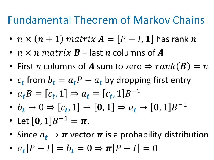 Fundamental Theorem of Markov Chains • 