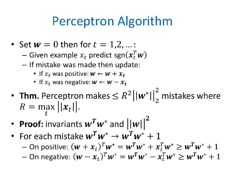 Perceptron Algorithm • 