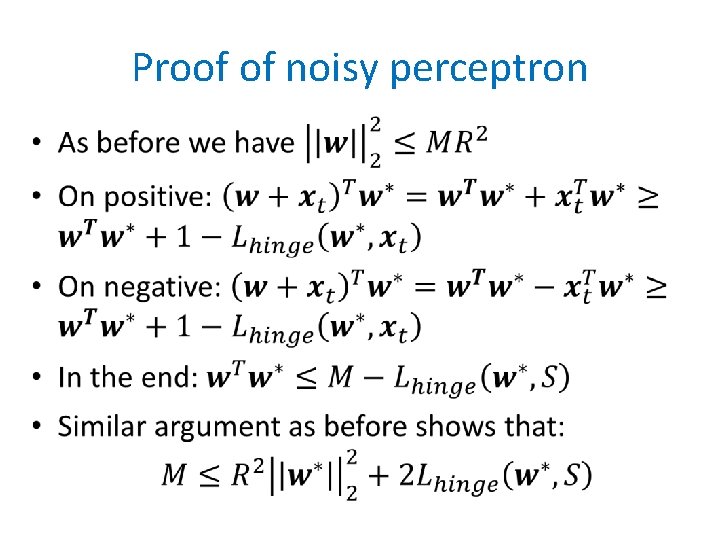 Proof of noisy perceptron • 