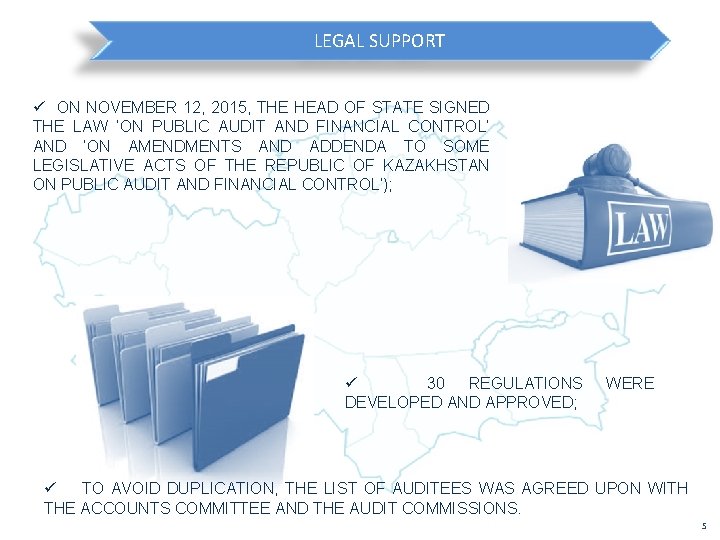 LEGAL SUPPORT ü ON NOVEMBER 12, 2015, THE HEAD OF STATE SIGNED THE LAW