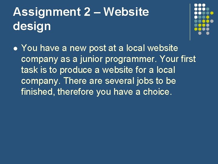 Assignment 2 – Website design l You have a new post at a local