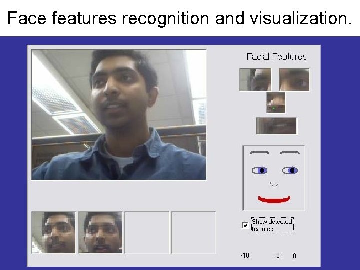 Face features recognition and visualization. 