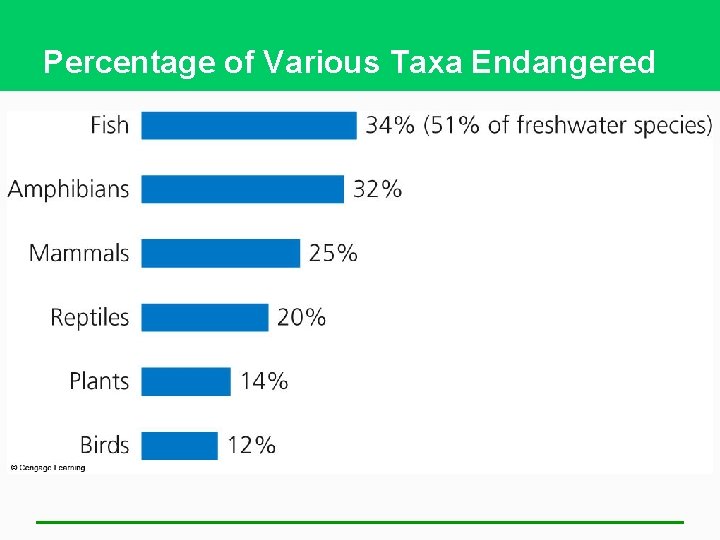 Percentage of Various Taxa Endangered 
