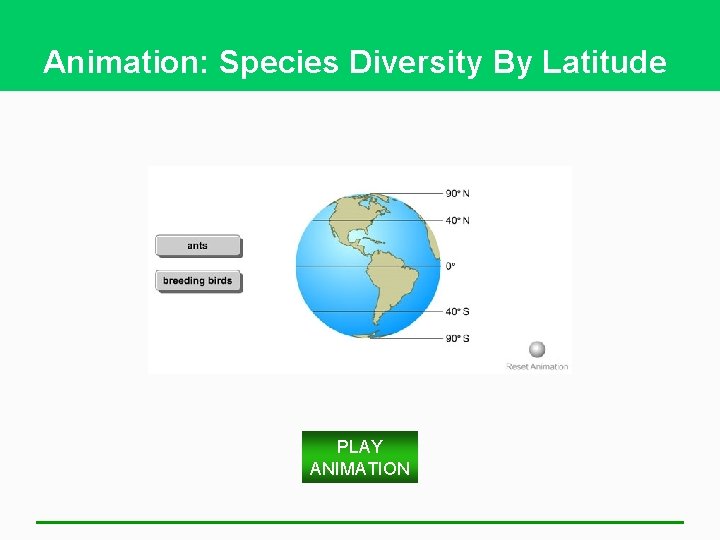 Animation: Species Diversity By Latitude PLAY ANIMATION 