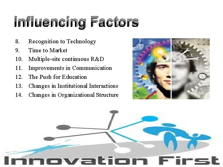 Influencing Factors 8. 9. 10. 11. 12. 13. 14. Recognition to Technology Time to