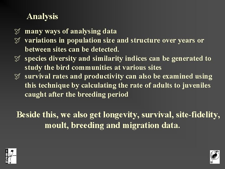  Analysis many ways of analysing data variations in population size and structure over