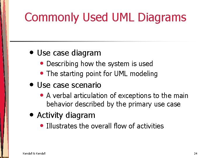 Commonly Used UML Diagrams • Use case diagram • Use case scenario • •