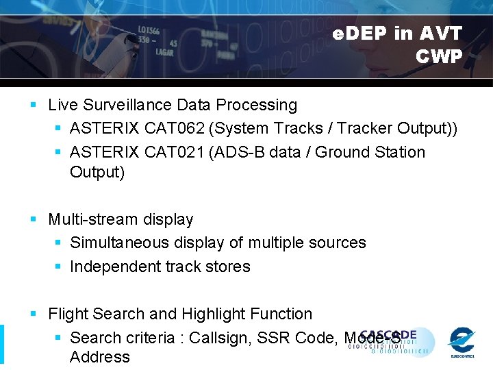 e. DEP in AVT CWP § Live Surveillance Data Processing § ASTERIX CAT 062