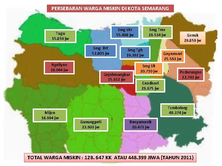 PERSEBARAN WARGA MISKIN DI KOTA SEMARANG Smg Utr 55. 498 jw Tugu 15. 859