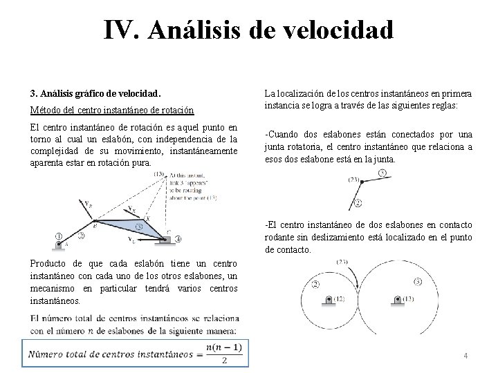 IV. Análisis de velocidad 3. Análisis gráfico de velocidad. Método del centro instantáneo de