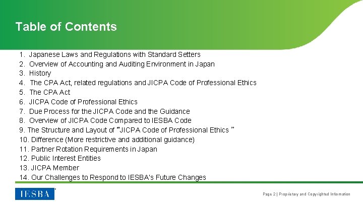 Table of Contents 1. Japanese Laws and Regulations with Standard Setters 2. Overview of