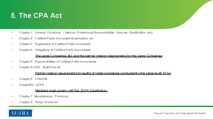  5. The CPA Act • Chapter 1 　General　Provisions　（ Mission, Professional Responsibilities, Services, Qualification,