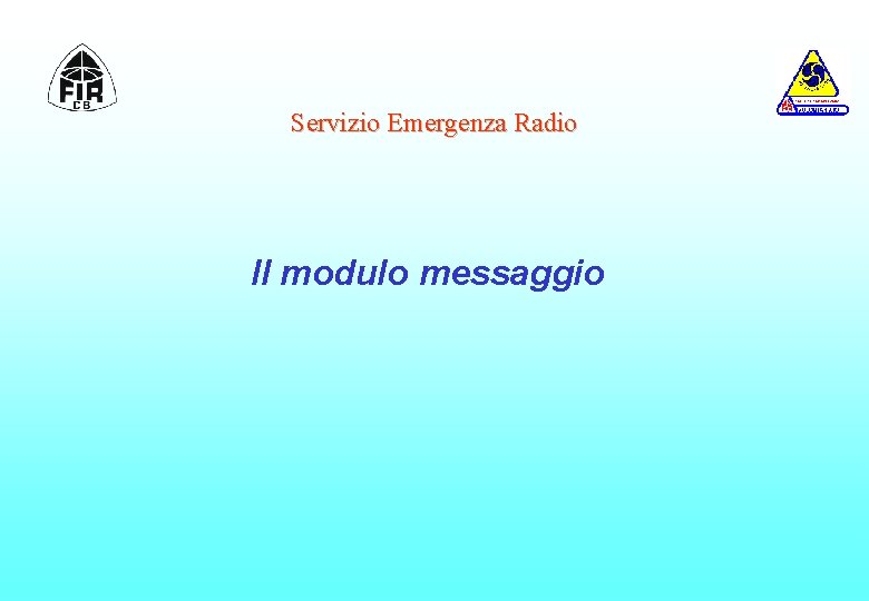 Servizio Emergenza Radio Il modulo messaggio 