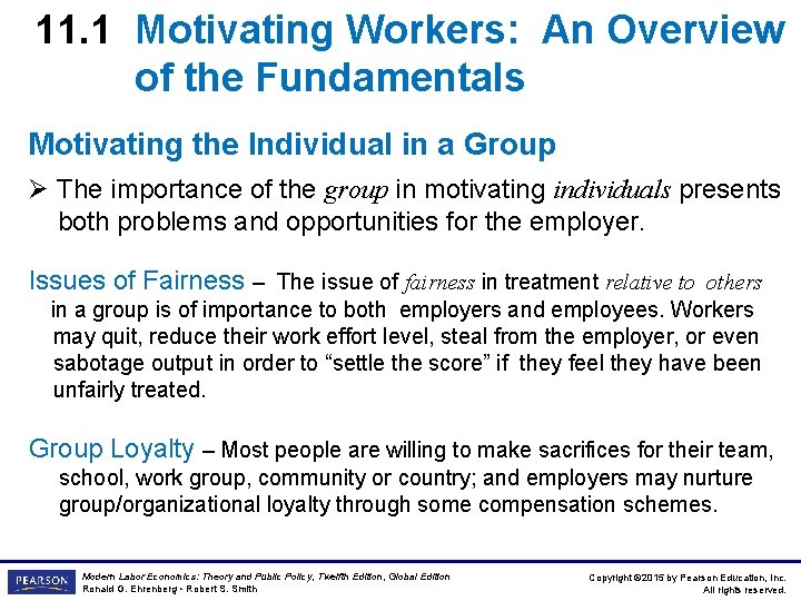 11. 1 Motivating Workers: An Overview of the Fundamentals Motivating the Individual in a