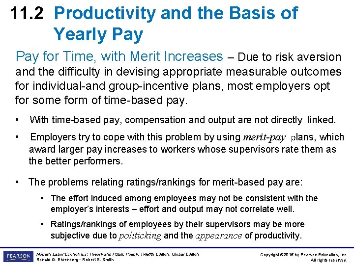 11. 2 Productivity and the Basis of Yearly Pay for Time, with Merit Increases