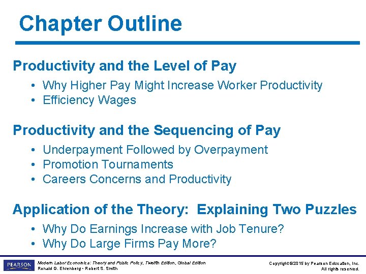 Chapter Outline Productivity and the Level of Pay • Why Higher Pay Might Increase